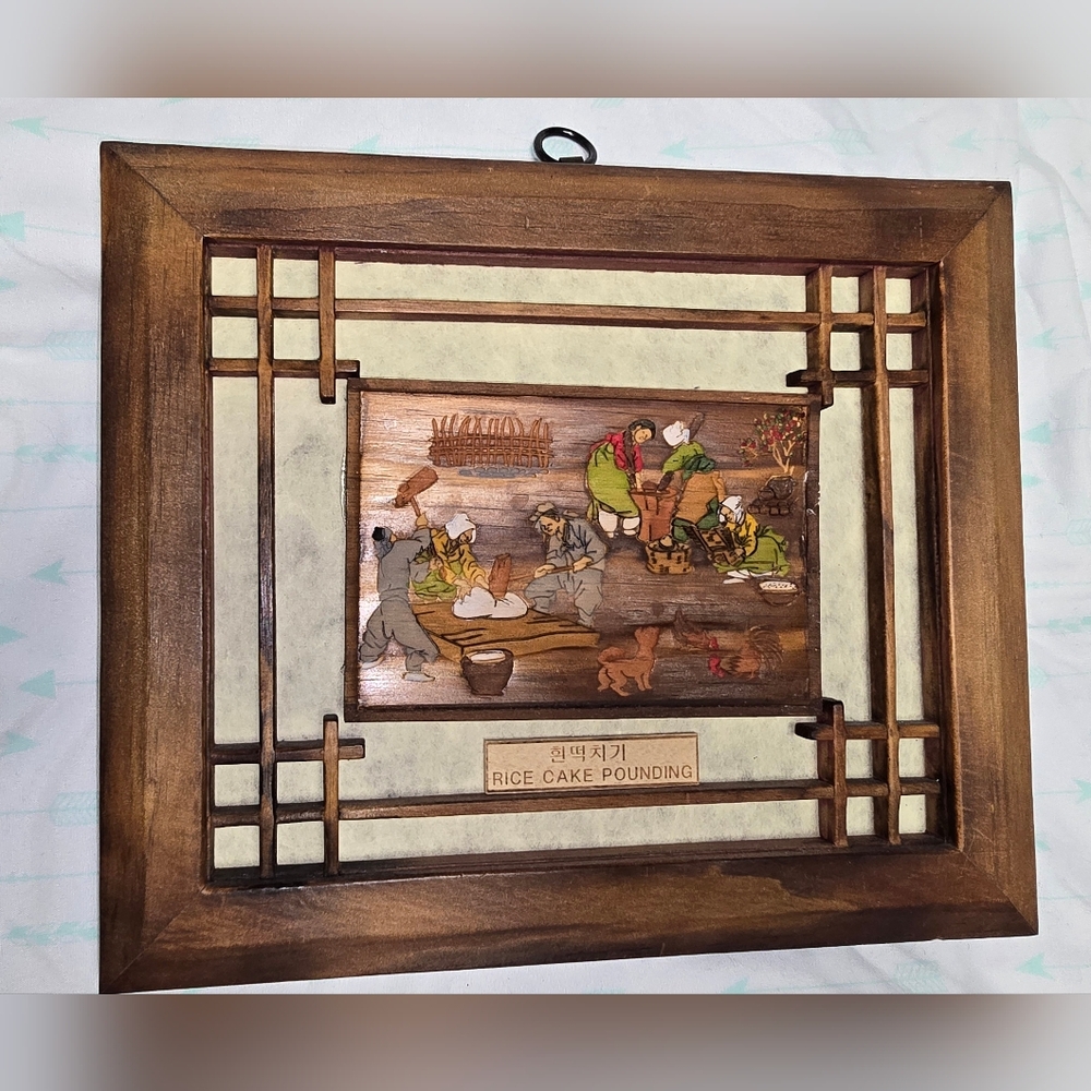 Wood Inlaid Rice Paper Wall Art